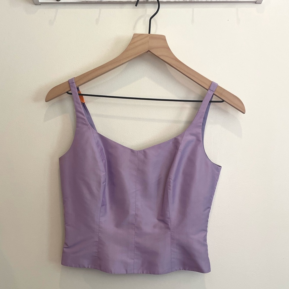 Ann Taylor Lilac Sleeveless Sweetheart Crop Top